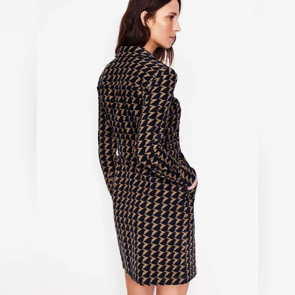 BODEN Flora Geometric Corduroy Shirt Dress